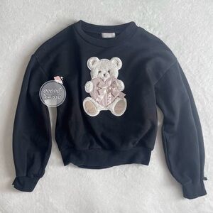 Japanese brand Liz Lisa teddy bear print black sweatshirt ʕ •㉨• ʔ